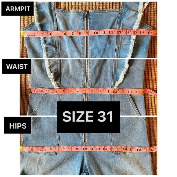 Alice + Olivia Gorgeous Wide Leg Open Back Denim Jeans Jumpsuit - Picture 10 of 16